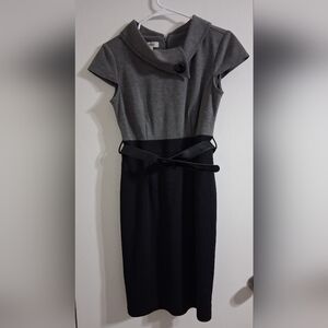Dressbarn Elegant Gray and Black Women's Dress